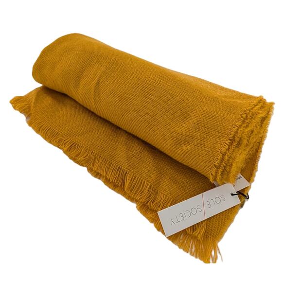 Sole Society Accessories - Sole Society Yellow Knit Scarf With Fringe